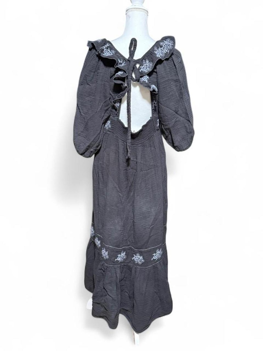 Free People Lovers Lane Maxi Dress Prairie Boho Ruffle Cotton Flowy XL - Picture 4 of 7